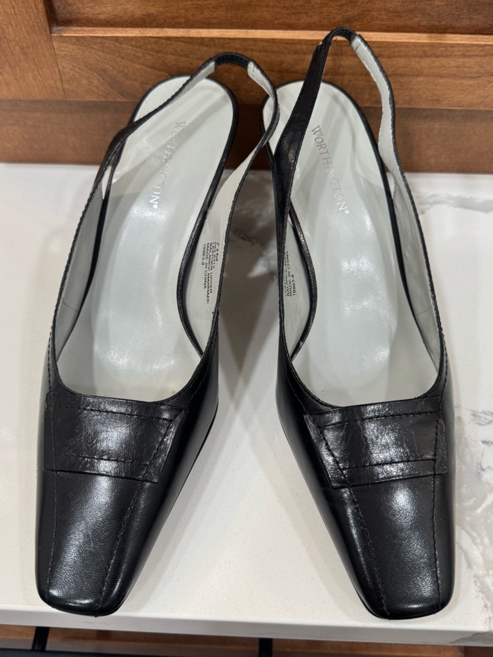 Worthington Black Leather Slingback Mules
